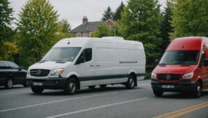 Comparison of a van and a truck for moving, showing their features and differences.