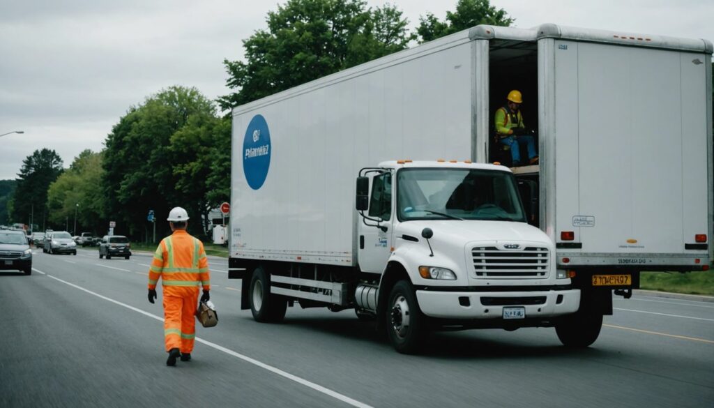 Moving truck equipped with safety gear, emphasizing the importance of safety measures during transportation.