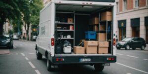 Rental moving truck with equipment and accessories for relocations