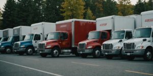 Fleet of rental trucks for business relocations