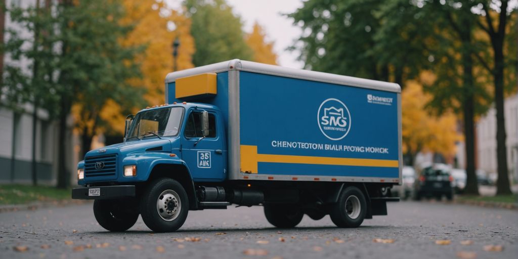 Moving truck with cost-saving tips illustration